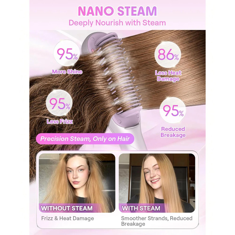برس حرارتی بخاردار صافکننده مو شیگلم مدل Hydra Shot Steam Pro